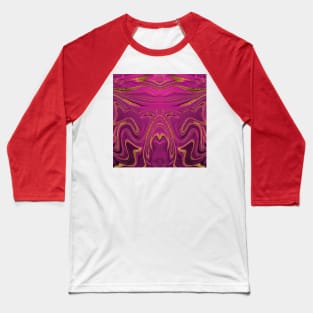 Abstract Symmetrical Pink Pattern With Glittering Golden Elements Baseball T-Shirt